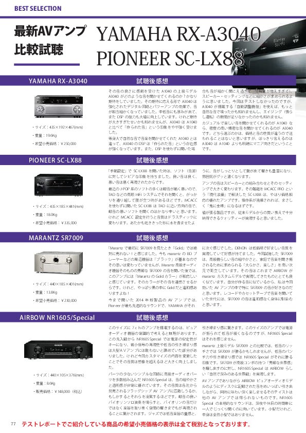 22.AVアンプ音質比較 試聴レポート
